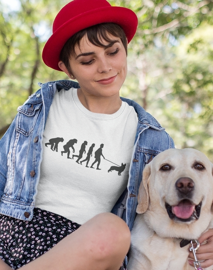 Dámske tričko Evolúcia venčenie psa