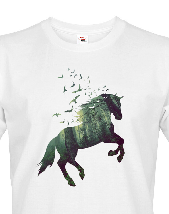 Pánské tričko s potlačou koňa
