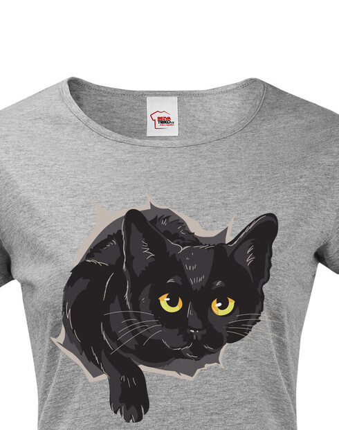Dámské tričko s čiernou mačkou