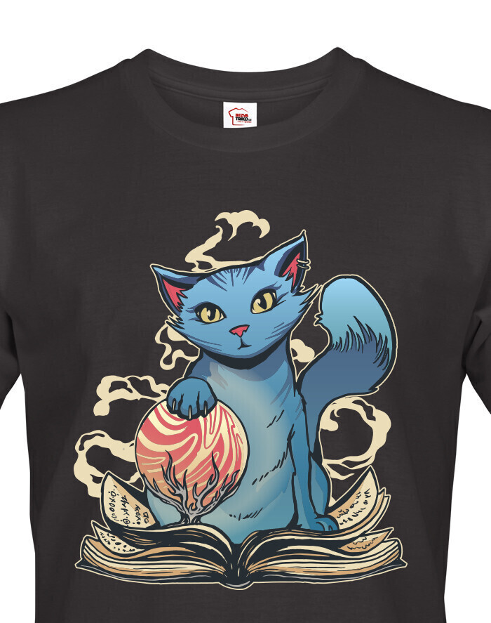 Pánské tričko Mačka s čarodejníckou knihou