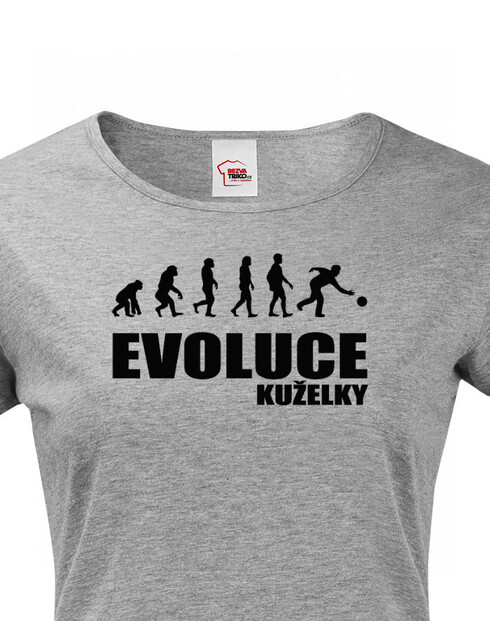 Dámske tričko pre kuželkárov Evolúcia kolky