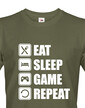 Pánske Geek/hráčske tričko EAT, SLEEP, GAME, REPEAT