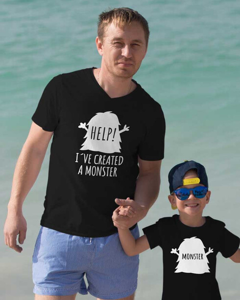 Tričká pre otca a syna Monster