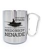 Nerezový hrnek s karabinou Nikdy neser rybáře