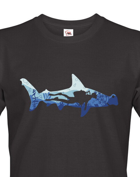 Pánské tričko Potápač a žralok