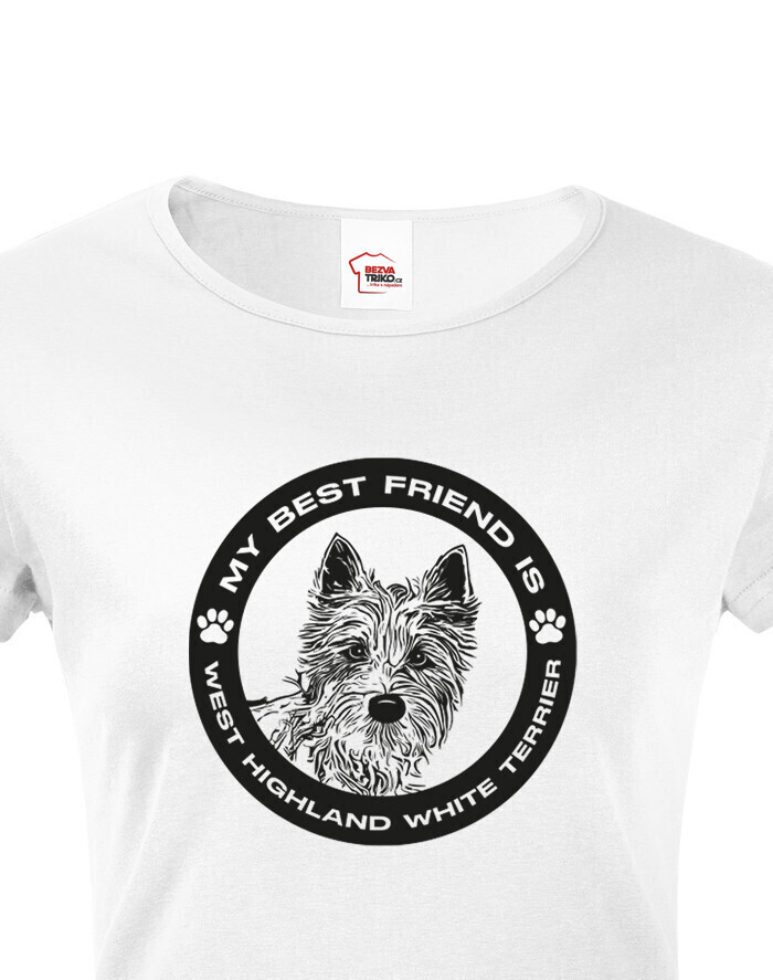 Dámské tričko West Highland White teriér guľatý motív