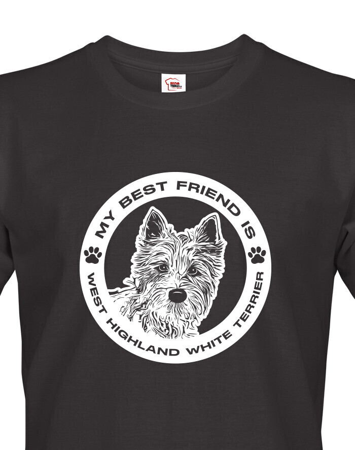 Pánské tričko West Highland White teriér guľatý motív