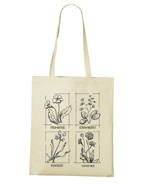 Plátěná taška s druhy květin