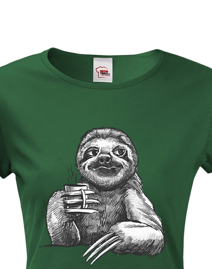 Dámské tričko Lenochod s kávou