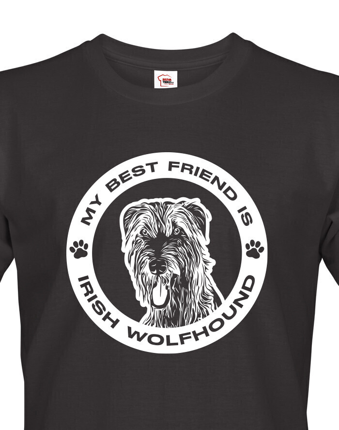 Pánské tričko Írsky vlkodav guľatý motív