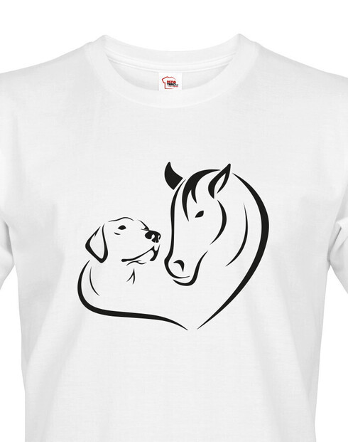 Pánské tričko Srdce kůň a pes