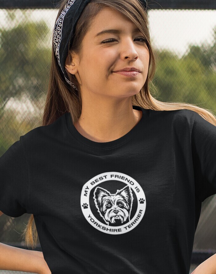 Dámské tričko Yorkshirský teriér guľatý motív
