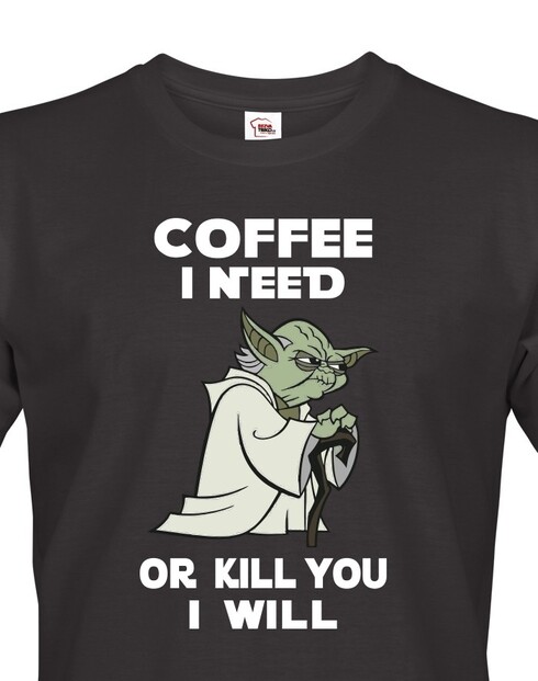 Pánské tričko - Yoda I need coffee