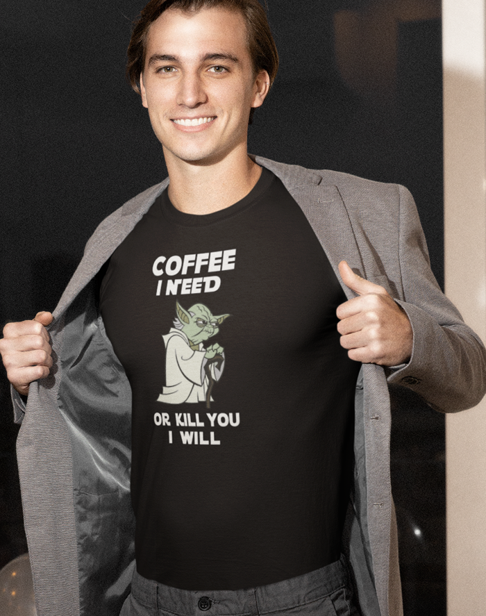 Pánské tričko - Yoda I need coffee