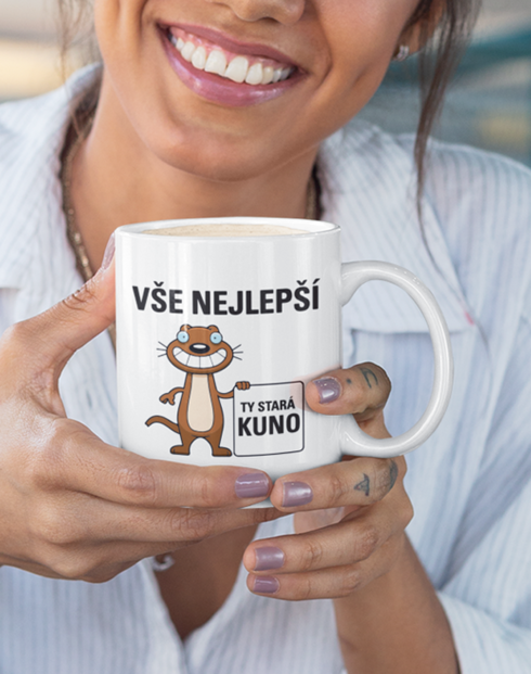 Narodeninový hrnček - Všetko najlepšie Ty stará kuna