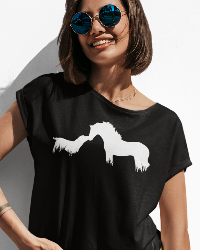 Dámské tričko.Potlač kôň a pes