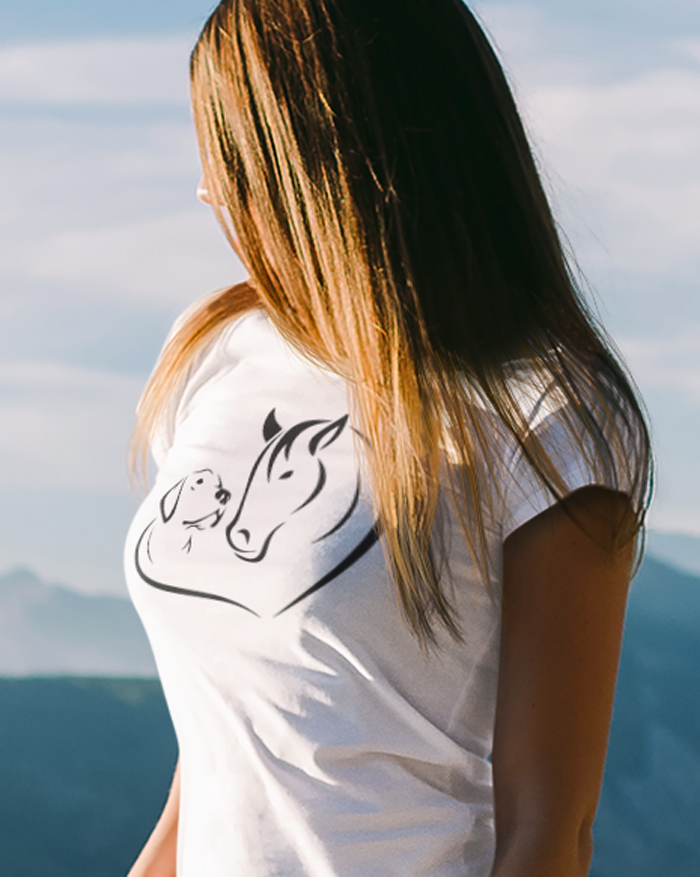 Dámské tričko Srdce kôň a pes