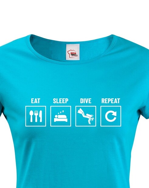 Dámské tričko Eat-sleep-dive-repeat