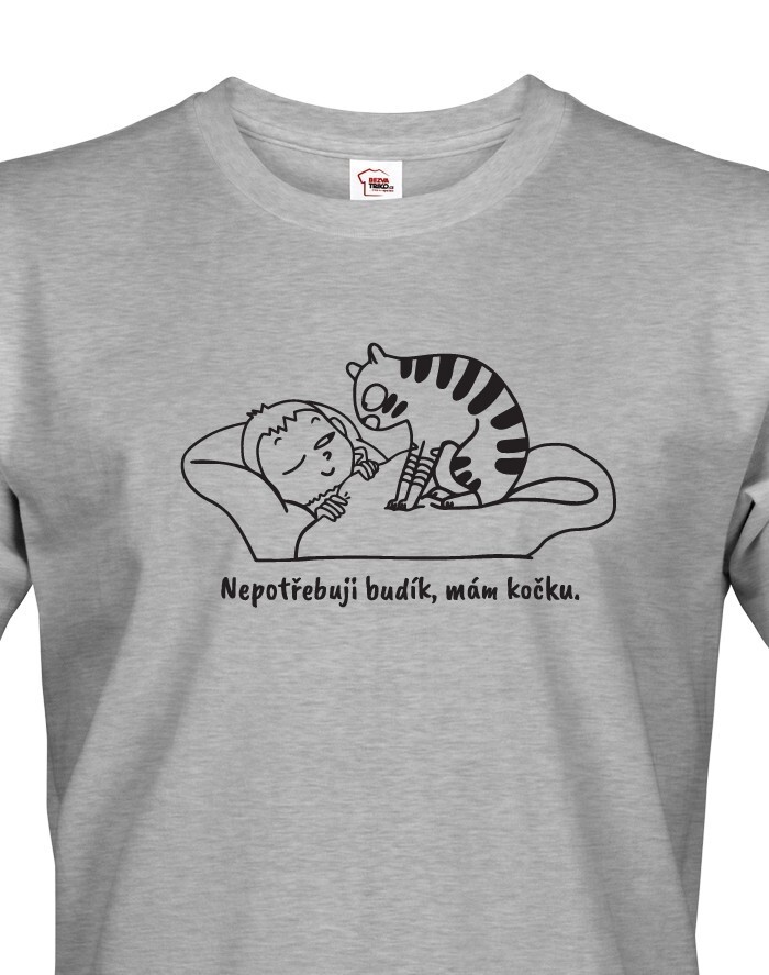 Pánské tričko Nepotrebujem budík, mám mačku