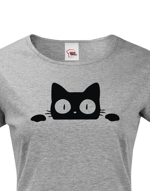Dámske tričko s vykukujúcou mačkou