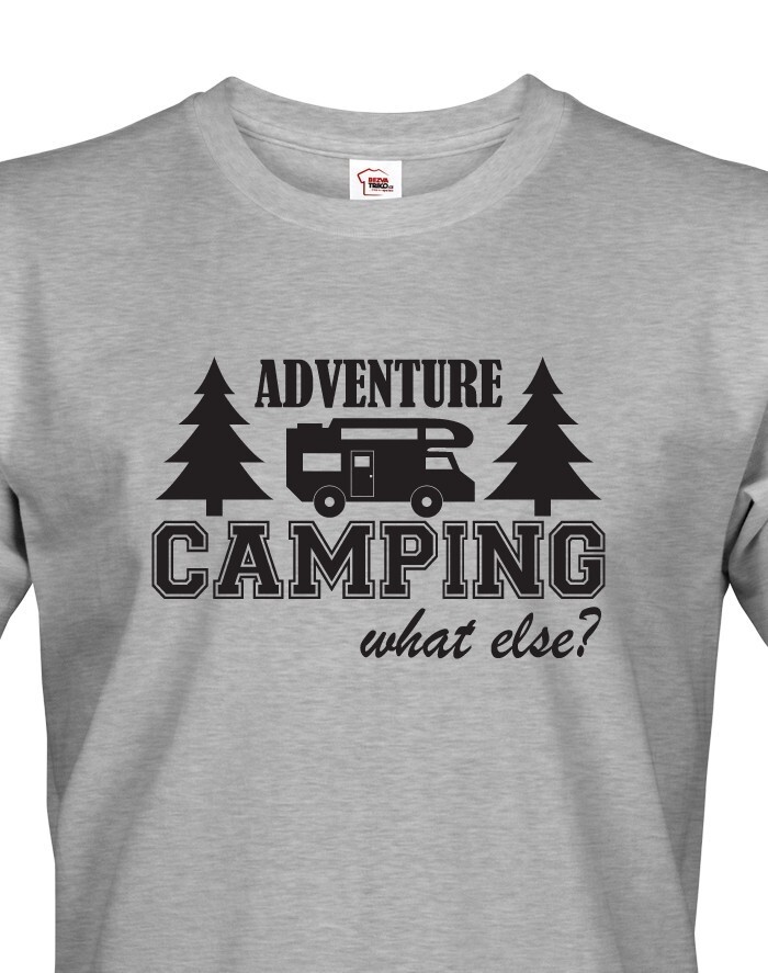 Pánske tričko s karavanom -Adventure Camping