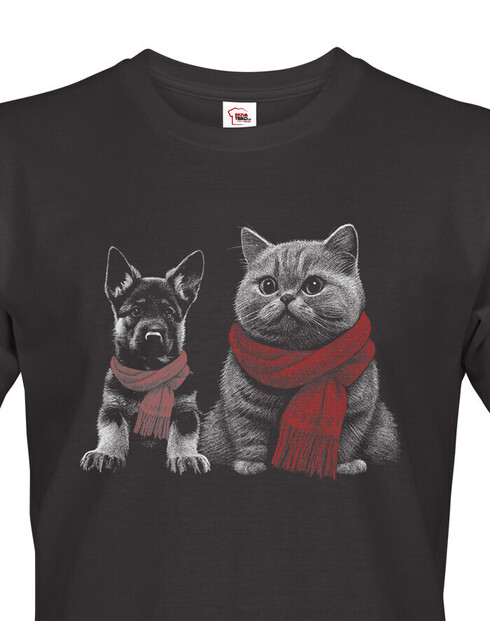Pánské tričko Mačka a pes