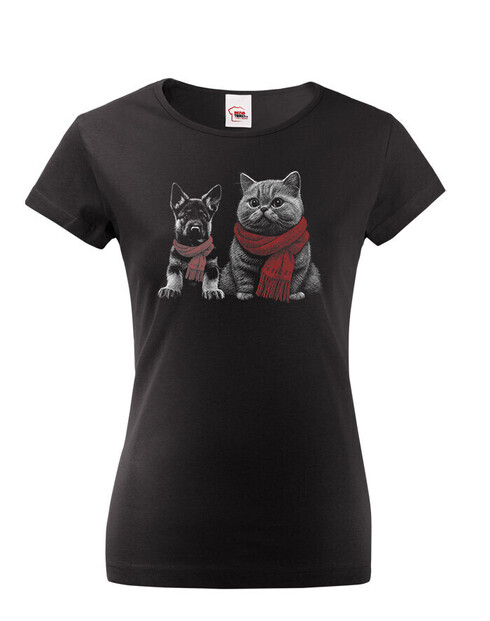 Dámské tričko Mačka a pes
