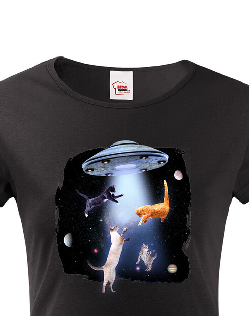 Dámské tričko Ufo a mačky