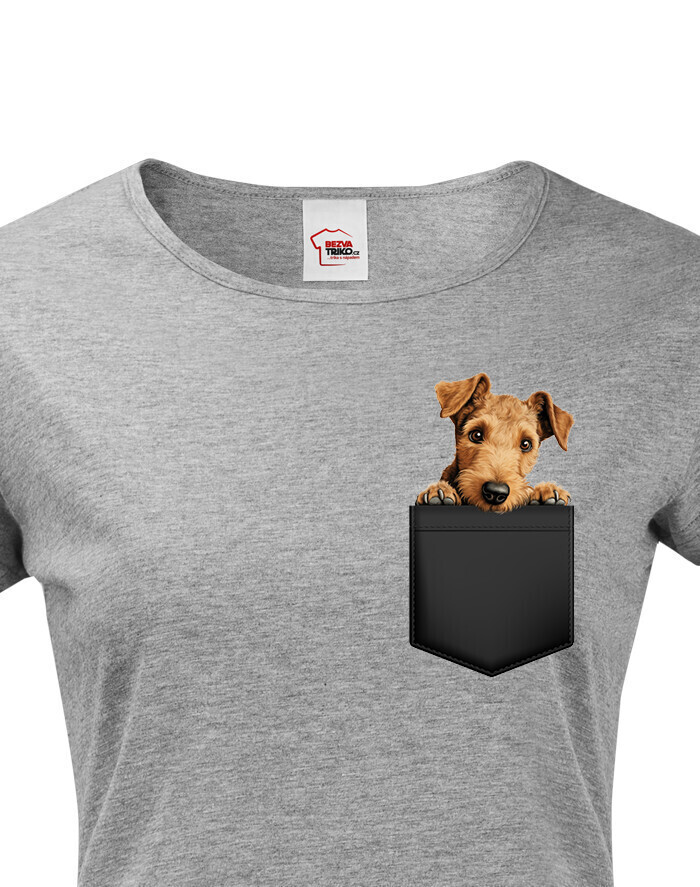 Dámské tričko Lakelandský teriér v kapsičce