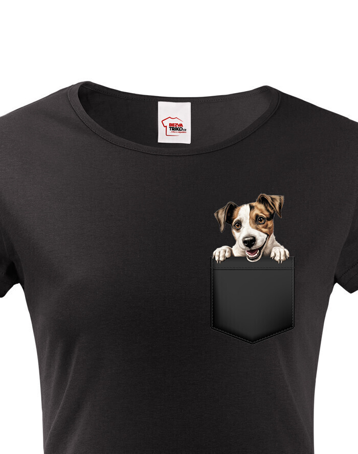 Dámské tričko Parson Russell teriér v kapsičce