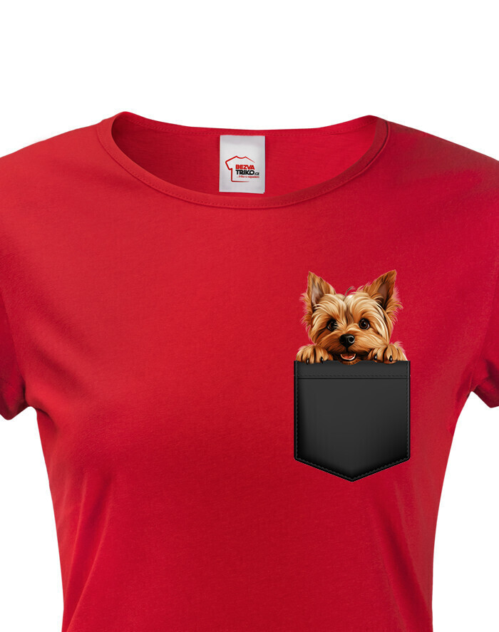 Dámské tričko Australský silky teriér v kapsičce