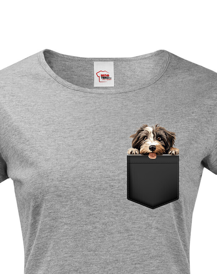 Dámské tričko Tibetský teriér v kapsičce