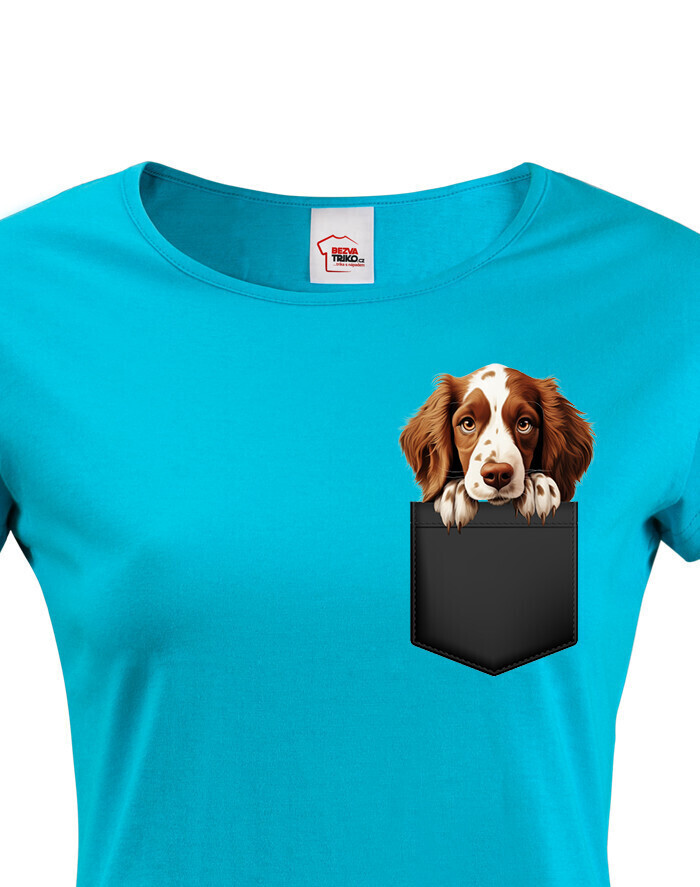 Dámské tričko Welsh springer španiel v kapsičce