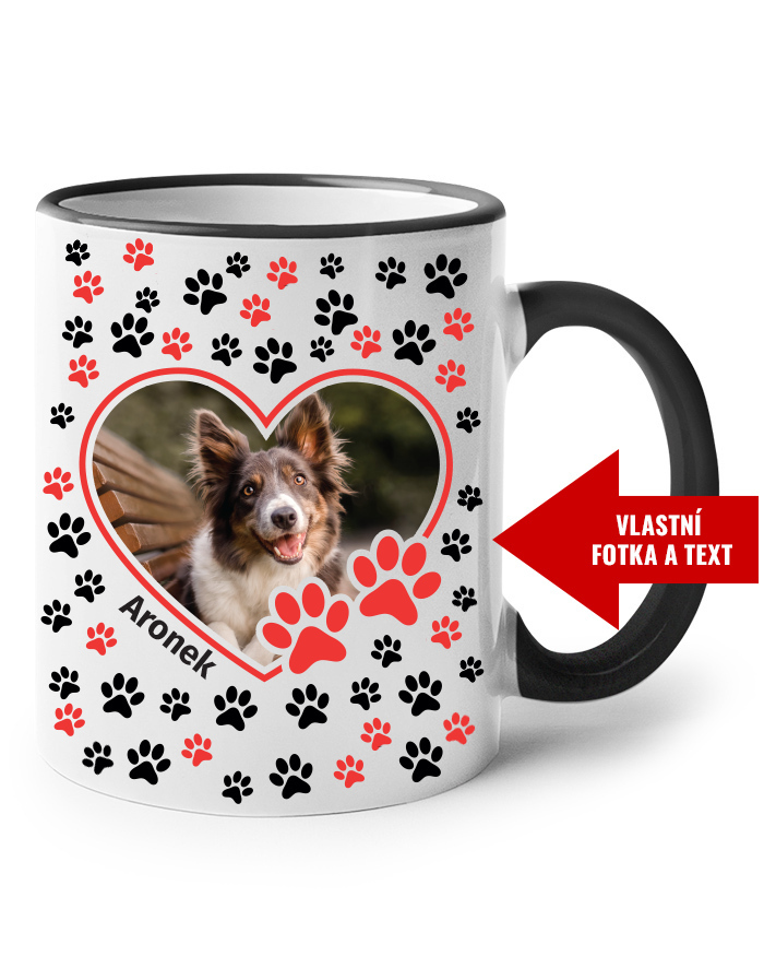 Hrnek s vlastní fotkou pejska a jménem 2