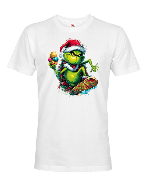 Pánské tričko Grinch na skateboarde