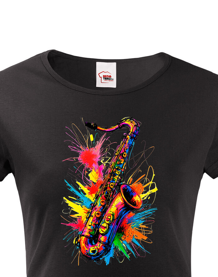 Dámské tričko - barevný saxofon