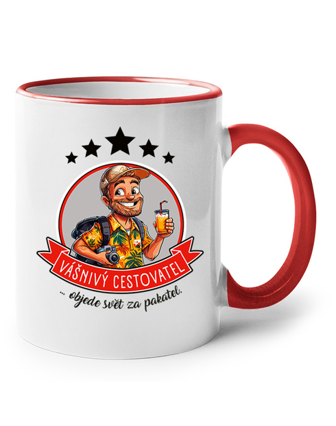 Keramický hrnek Vášnivý cestovatel, objede svět za pakatel