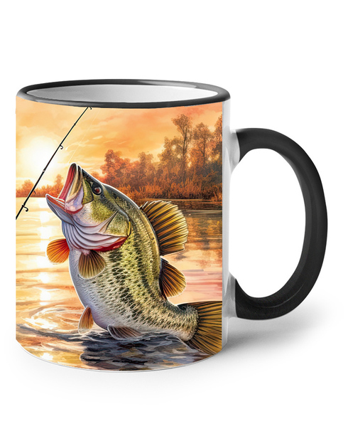 Keramický hrnek s rybou a prutem