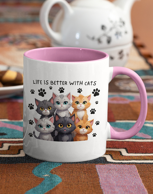 Keramický hrnek Life is better with cats