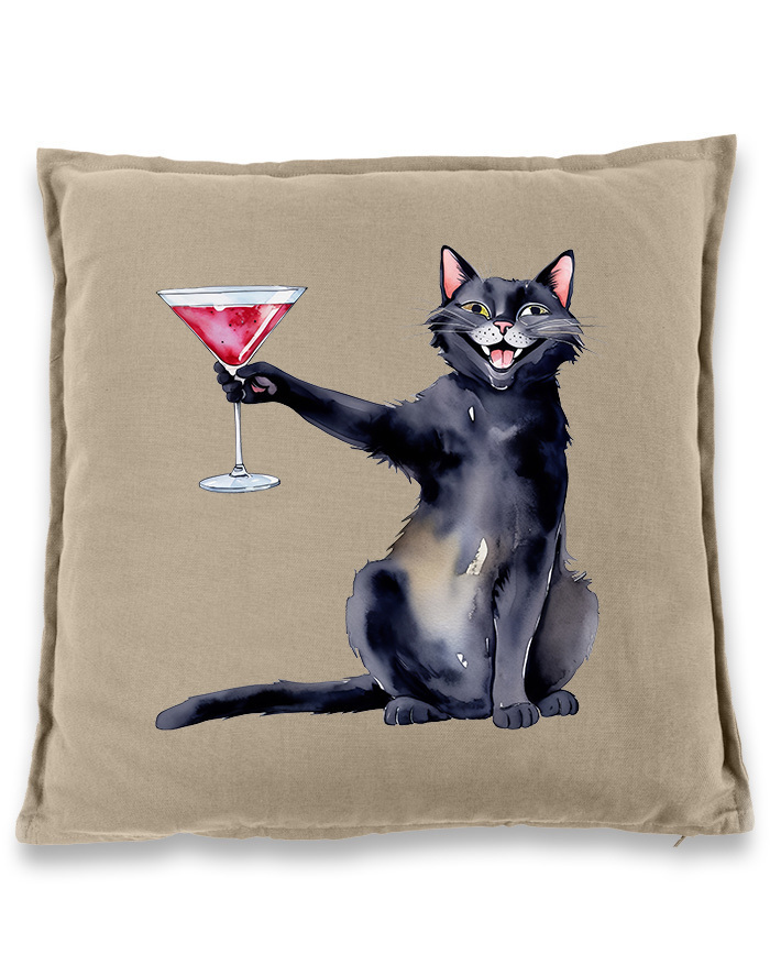 Polštářek Kočka s martini