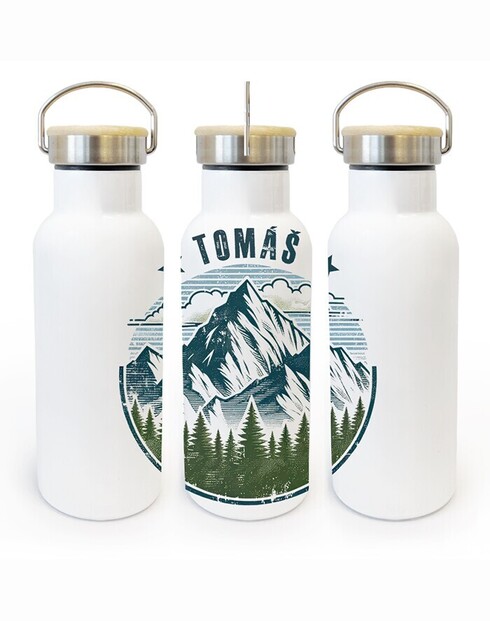 Termoska s bambusovým vekom pre cestovateľov