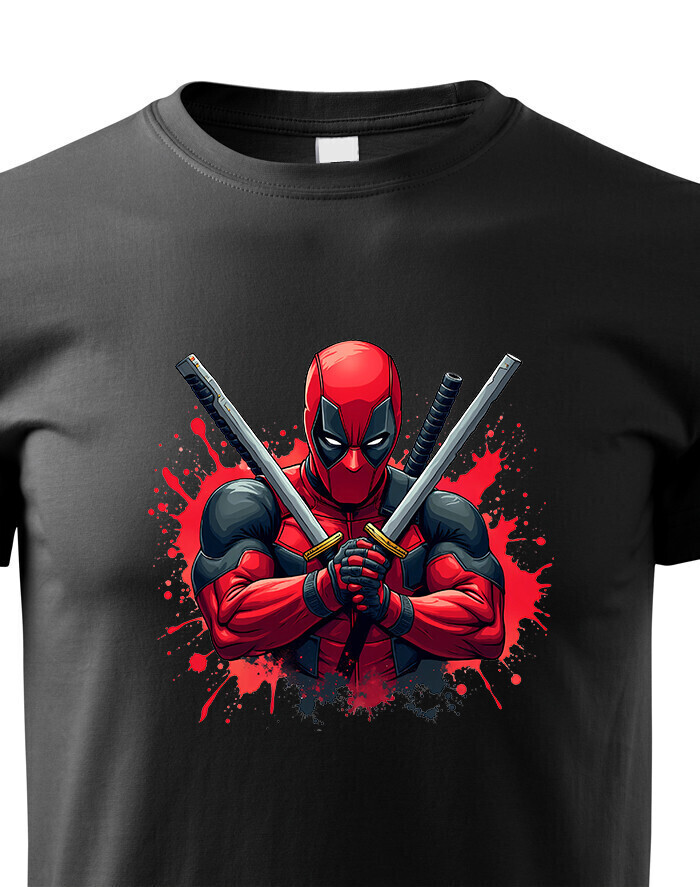 Detské tričko DEADPOOL postoj s mečmi