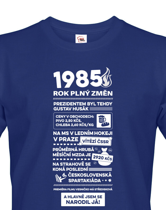 Pánské tričko narozeninové noviny 1985