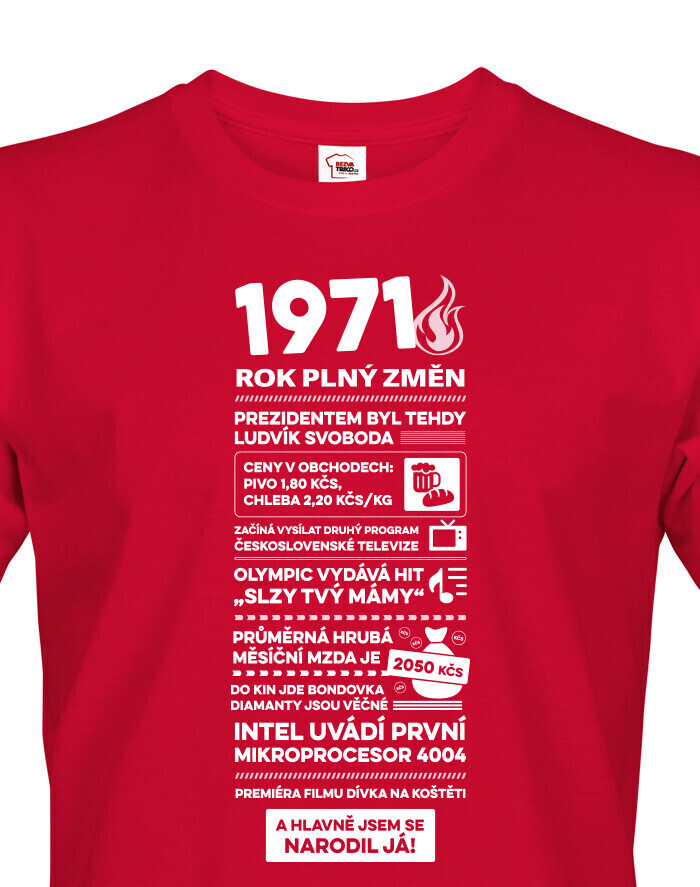 Pánske tričko narodeninové noviny 1971