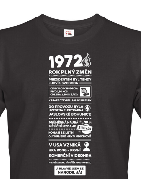 Pánske tričko narodeninové noviny 1972