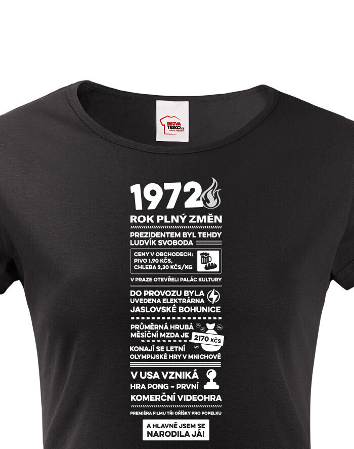 Dámske tričko narodeninové noviny 1972