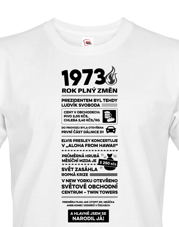 Pánske tričko narodeninové noviny 1973
