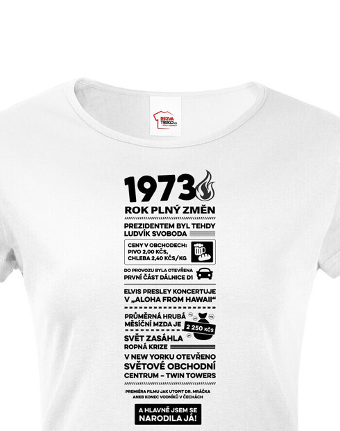 Dámske tričko narodeninové noviny 1973
