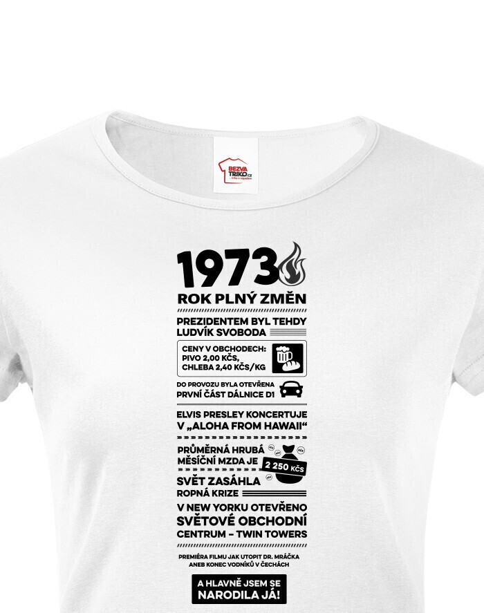 Dámske tričko narodeninové noviny 1973