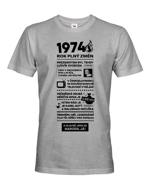 Pánske tričko narodeninové noviny 1974
